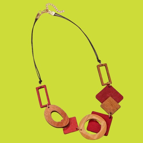 LEBLON WOODEN GEOMETRIC NECKLACE
