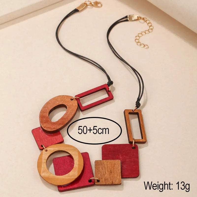 LEBLON WOODEN GEOMETRIC NECKLACE