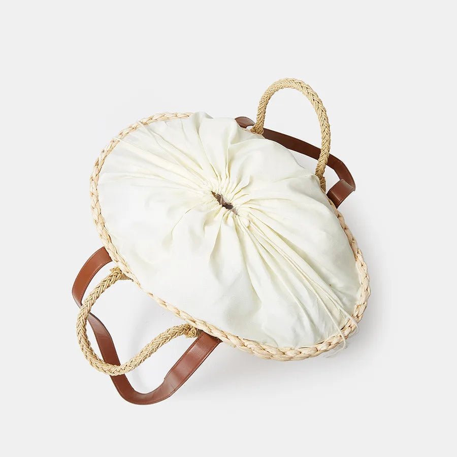 STRAW BAG WITH EMBROIDERED CACTUS