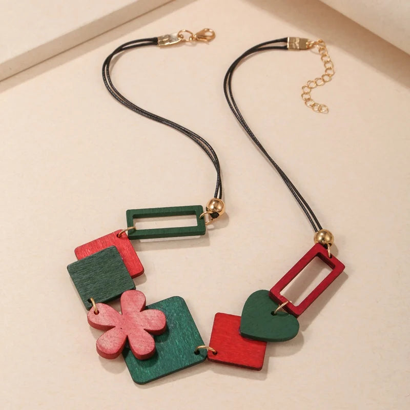 LEBLON WOODEN GEOMETRIC NECKLACE