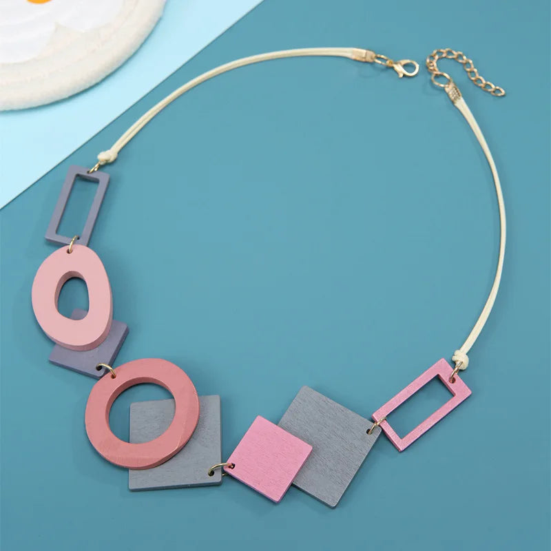 LEBLON WOODEN GEOMETRIC NECKLACE