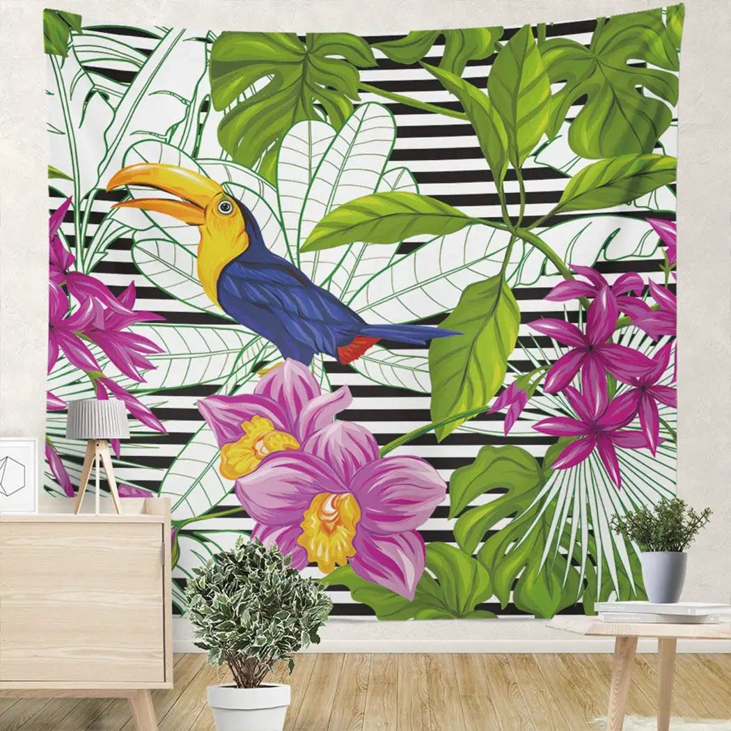 TROPICAL TOUCAN FABRIC FOR DECORATION
