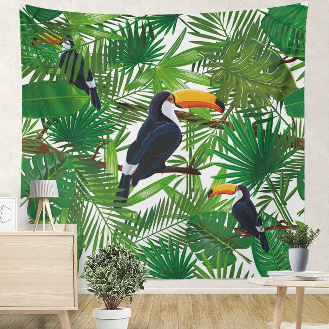TROPICAL TOUCAN FABRIC FOR DECORATION