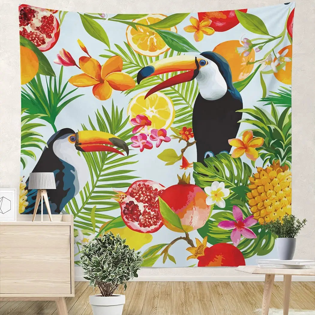 TROPICAL TOUCAN FABRIC FOR DECORATION