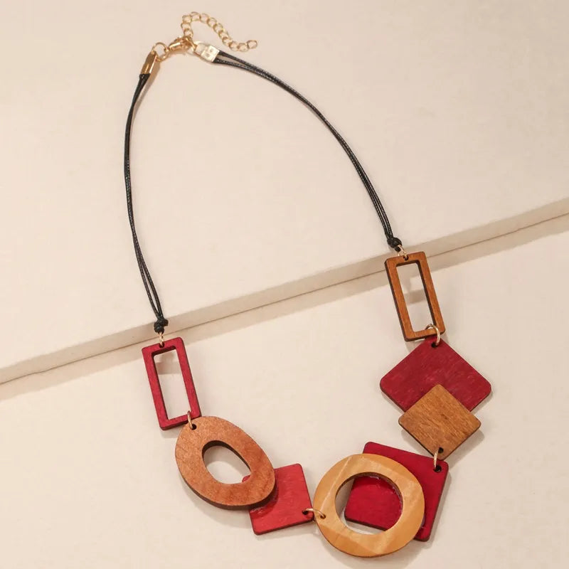 LEBLON WOODEN GEOMETRIC NECKLACE